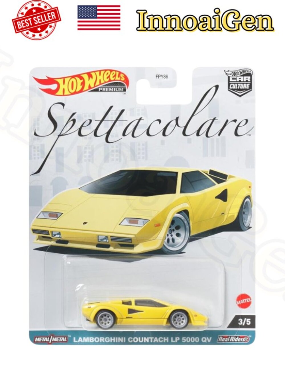 Hot Wheels Premium Lamborghini Countach LP 5000 QV Spettacolare Yellow New NIP
